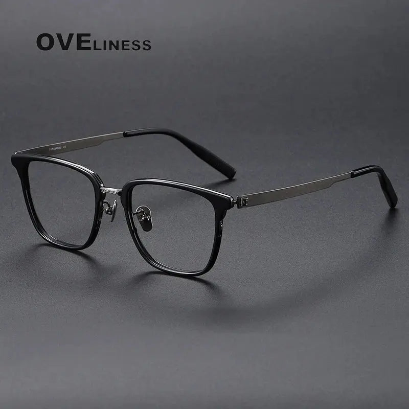 Unisex Square Full Rim Titanium Prescription Glasses 80978 — view 4 | Rx Spectacle