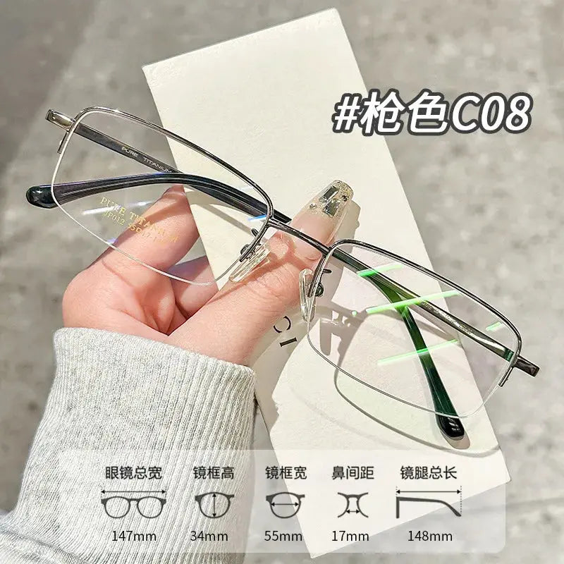 Men's Square Semi-Rimless Titanium Prescription Glasses 229012 — view 5 | Rx Spectacle