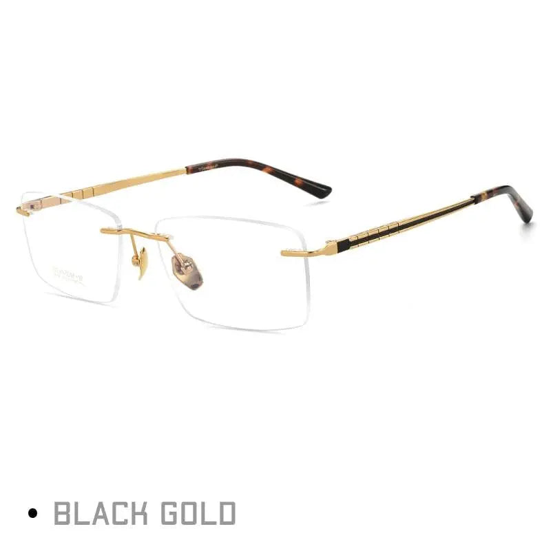 Men's Rectangular Rimless Titanium Prescription Glasses 91104 — view 4 | Rx Spectacle
