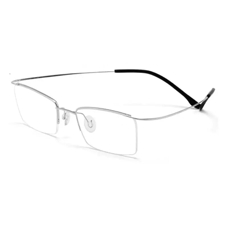 Men's Rectangular Semi-Rimless Titanium Prescription Glasses 30004 — view 9 | Rx Spectacle