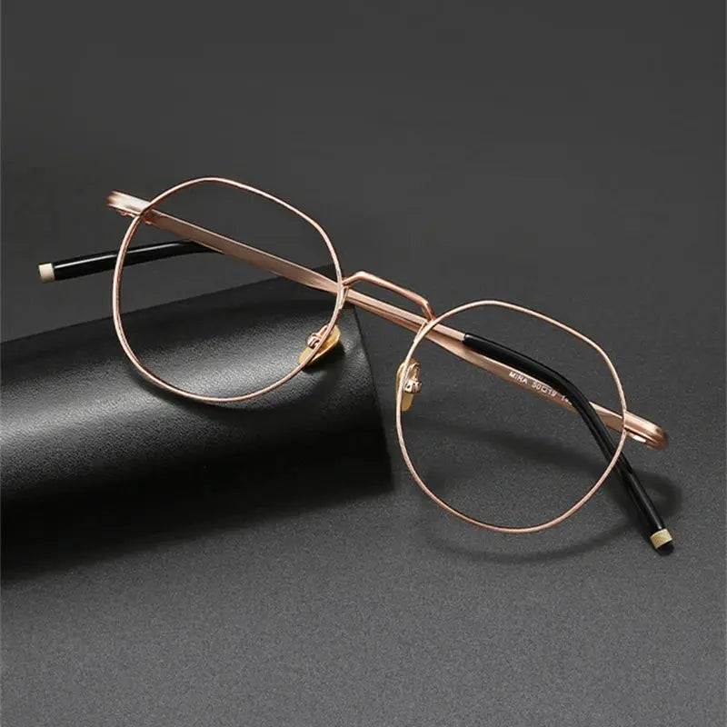 Unisex Round Full Rim Titanium Prescription Glasses M137 — view 2 | Rx Spectacle