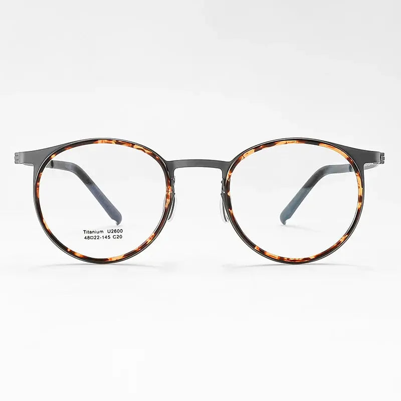 Unisex Round Full Rim Titanium Prescription Glasses J2600 — view 4 | Rx Spectacle