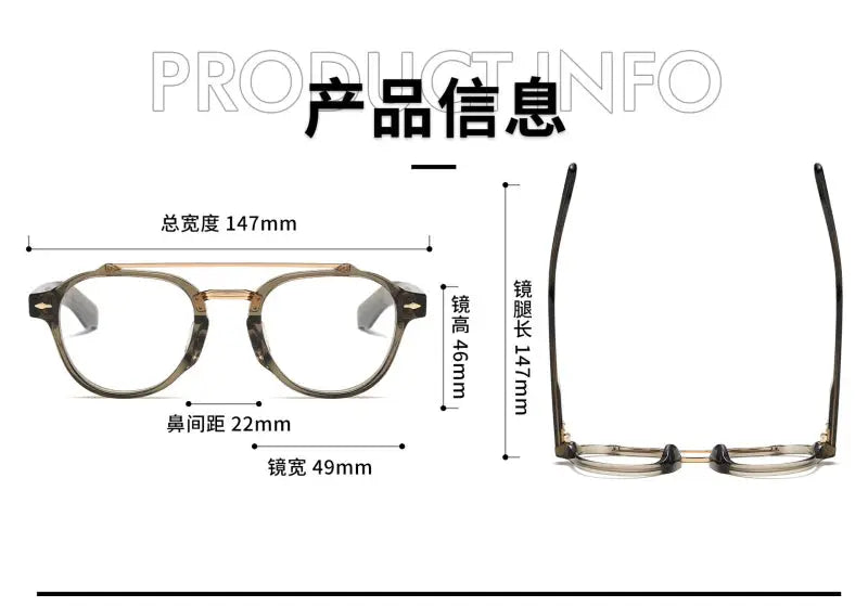 Unisex Oval Full Rim Acetate Double Bridge Prescription Glasses 63468 — view 3 | Rx Spectacle