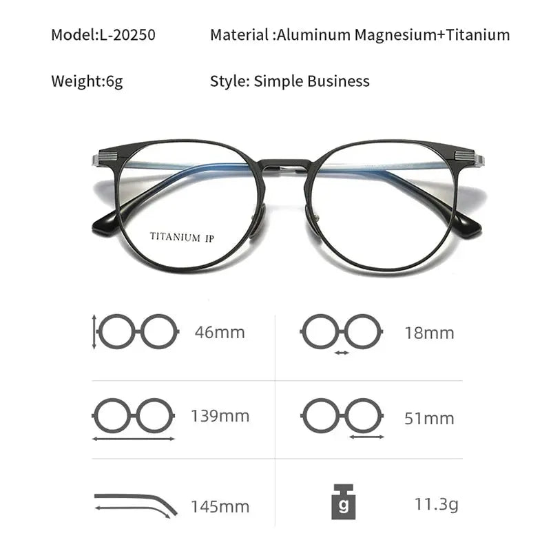 Women's Round Full Rim Titanium Prescription Glasses 20250 — view 2 | Rx Spectacle