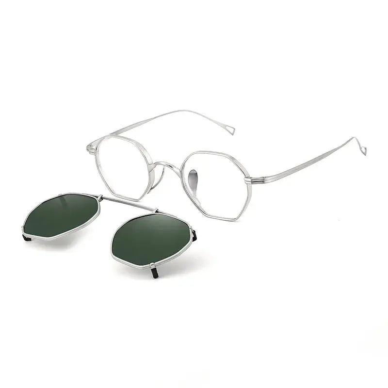 Women's Polygon Full Rim Titanium Clip-On Prescription Glasses 634152 — view 3 | Rx Spectacle