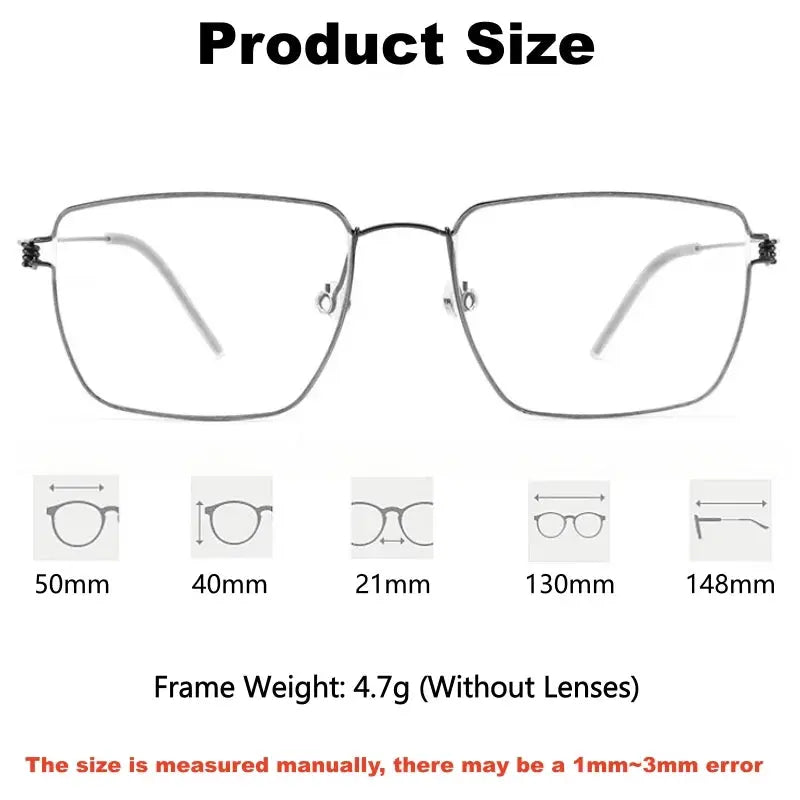 Women's Square Full Rim Titanium Screwless Prescription Glasses 360175 — view 2 | Rx Spectacle