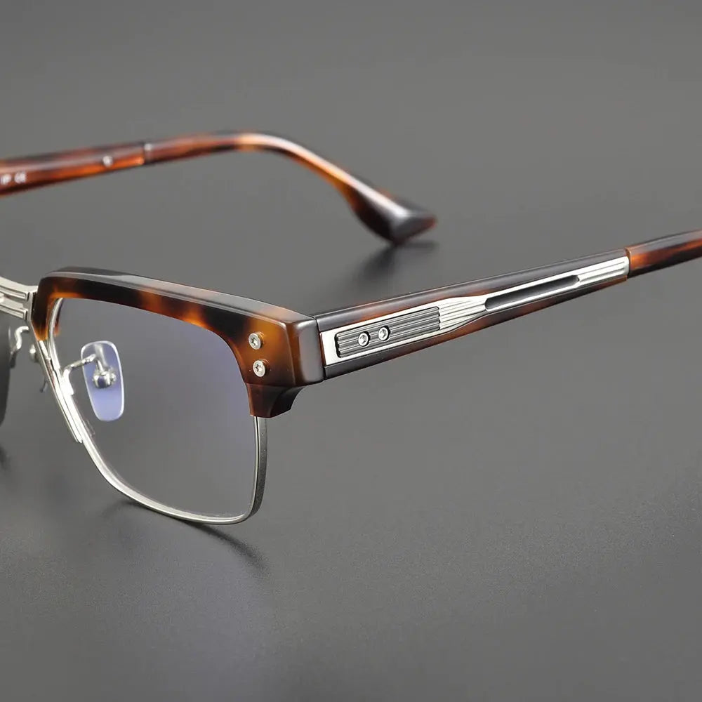 Unisex Square Full Rim Titanium Oversized Prescription Glasses D410 — view 3 | Rx Spectacle