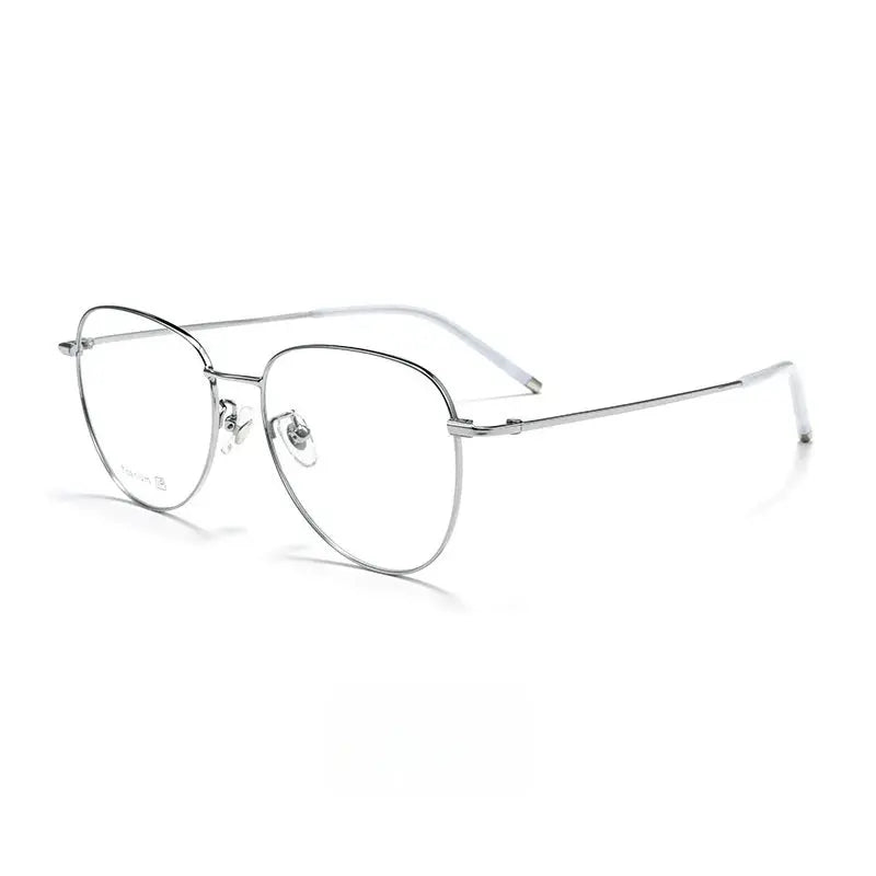 Unisex Oval Full Rim Titanium Flat Top Prescription Glasses 68201 — view 4 | Rx Spectacle