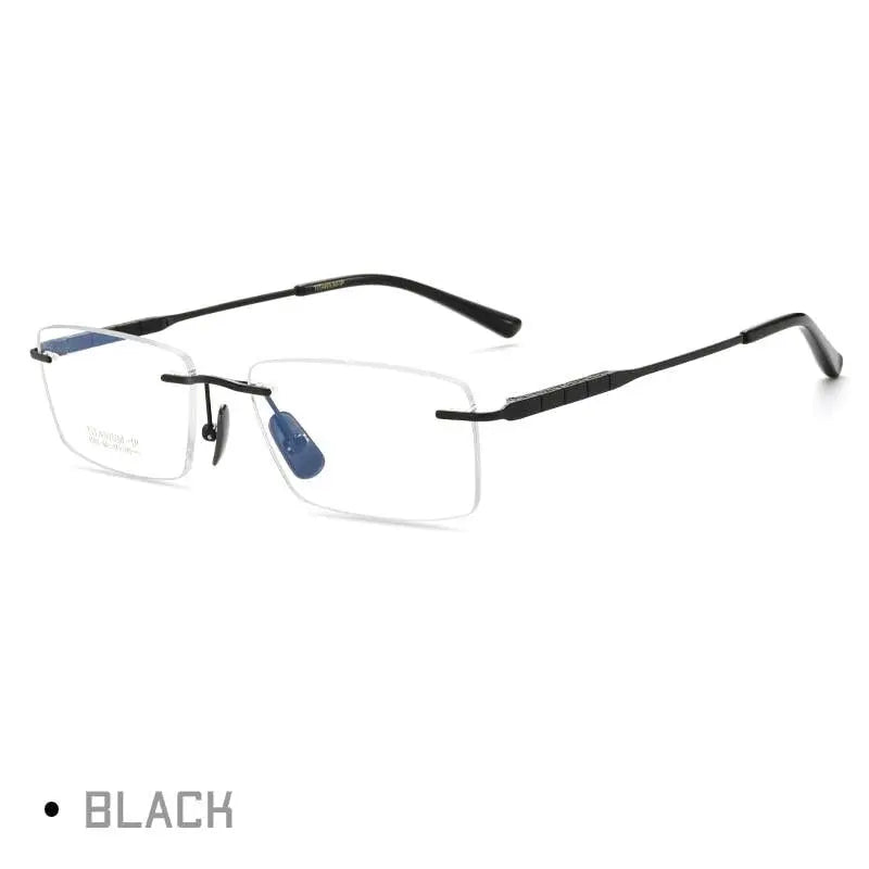 Men's Square Rimless Titanium Prescription Glasses 91091 — view 4 | Rx Spectacle