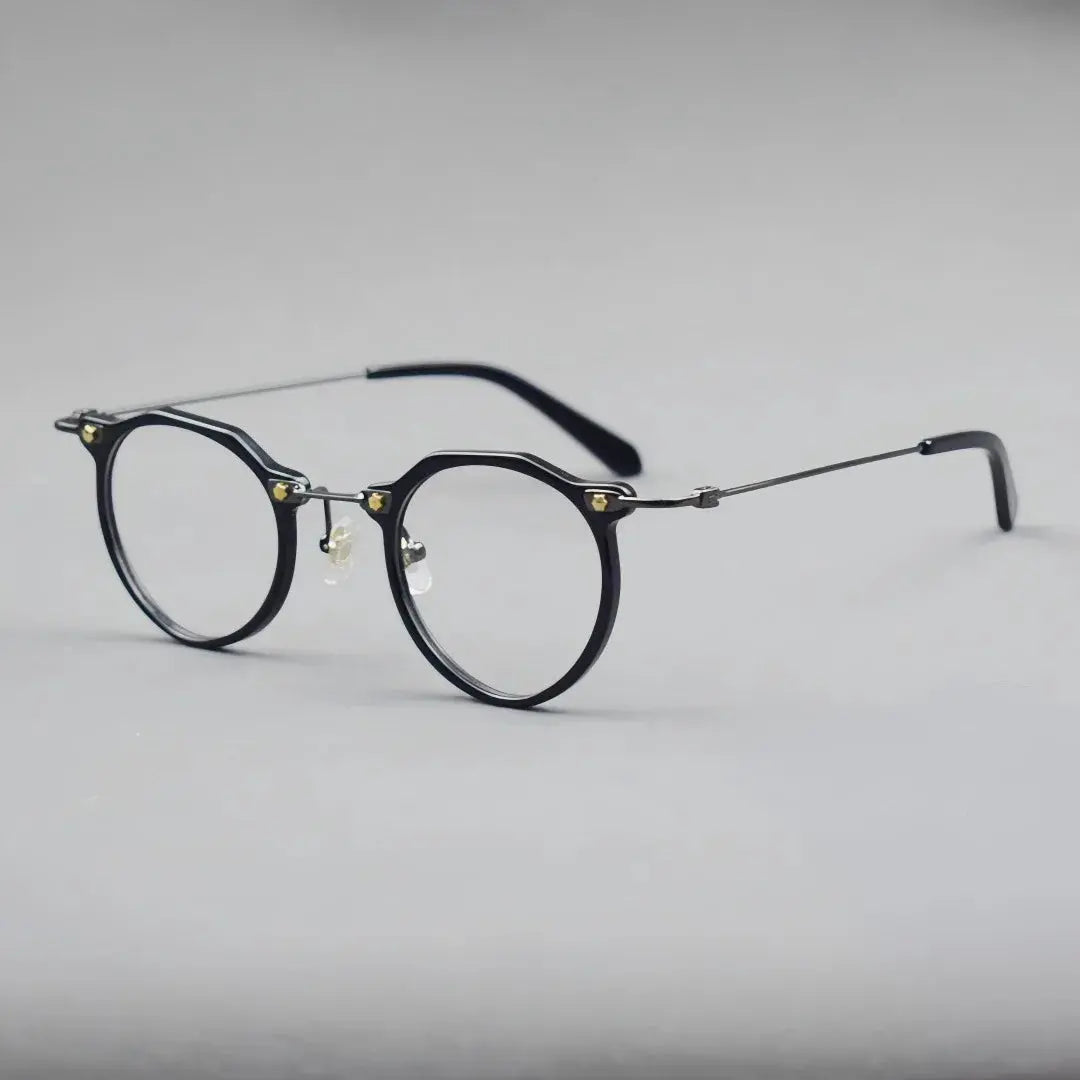 Unisex Round Full Rim Titanium Flat Top Prescription Glasses 721437 — view 4 | Rx Spectacle