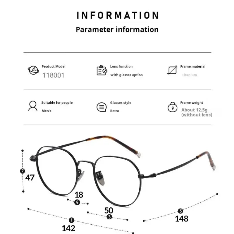 Unisex Oval Full Rim Titanium Flat Top Prescription Glasses 118001 — view 2 | Rx Spectacle