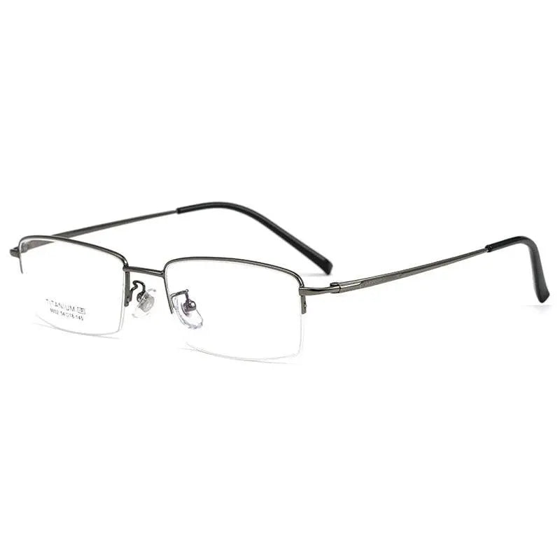 Men's Square Semi-Rimless Titanium Prescription Glasses 8652f — view 3 | Rx Spectacle