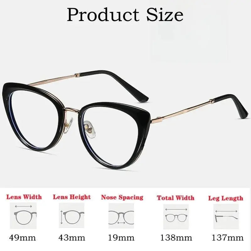 Women's Cat Eye Full Rim Alloy Prescription Glasses 87007 — view 3 | Rx Spectacle