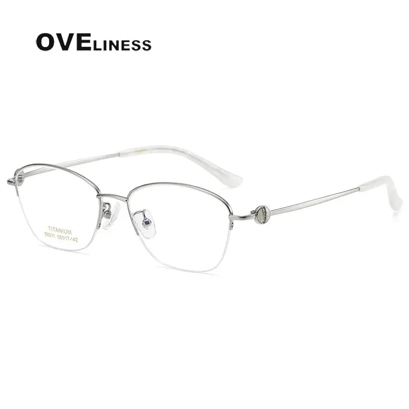 Women's Oval Semi-Rimless Titanium Prescription Glasses 196011 — view 8 | Rx Spectacle