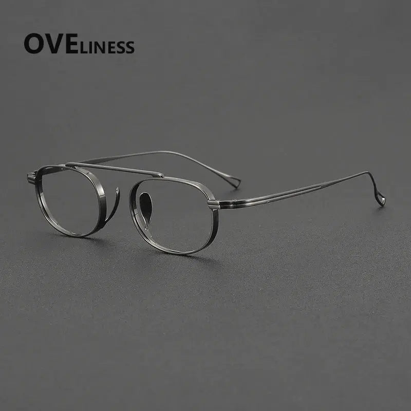 Unisex Square Full Rim Titanium Double Bridge Prescription Glasses 99504 — view 4 | Rx Spectacle