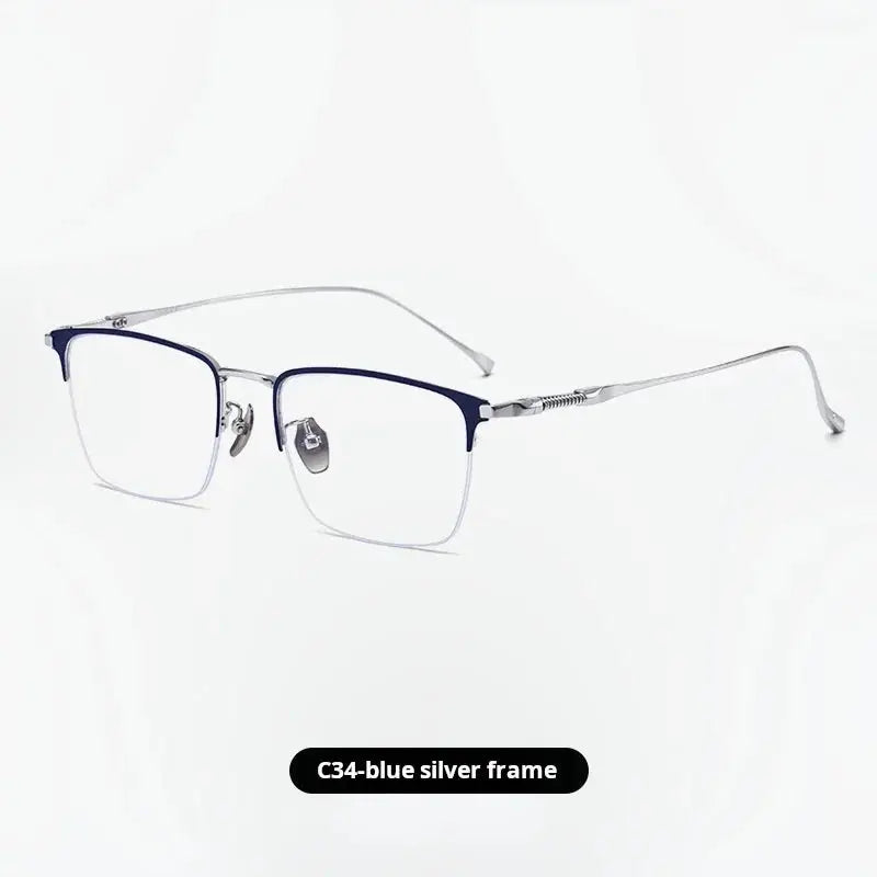 Unisex Browline Semi-Rimless Titanium Oversized Prescription Glasses 729011 — view 4 | Rx Spectacle