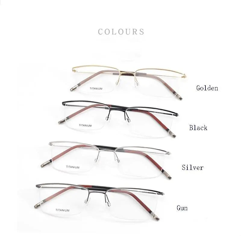 Men's Square Semi-Rimless Titanium Prescription Glasses 5502 — view 7 | Rx Spectacle
