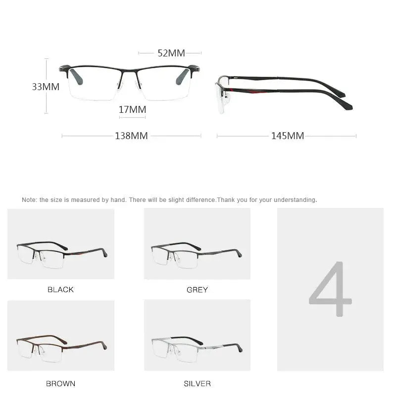 Women's Rectangular Semi-Rimless Titanium Prescription Glasses 900100 — view 2 | Rx Spectacle