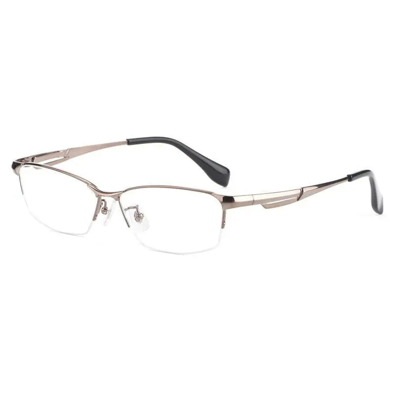 Men's Rectangular Semi-Rimless Titanium Prescription Glasses E85759 — view 9 | Rx Spectacle