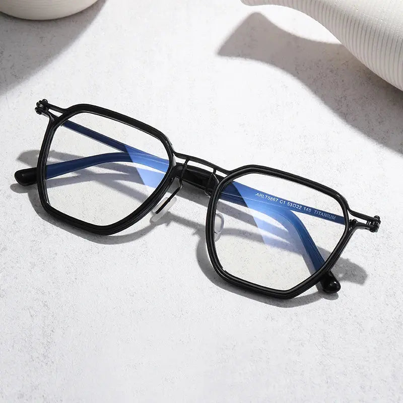 Men's Polygon Full Rim Titanium Prescription Glasses 458671 — view 4 | Rx Spectacle