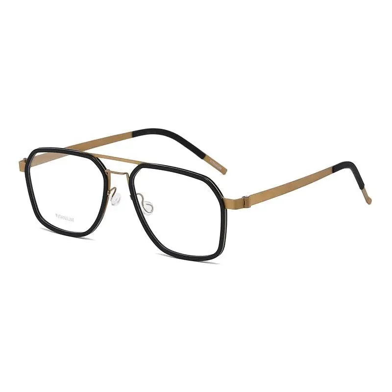 Unisex Polygon Full Rim Titanium Double Bridge Prescription Glasses 9753 — view 4 | Rx Spectacle