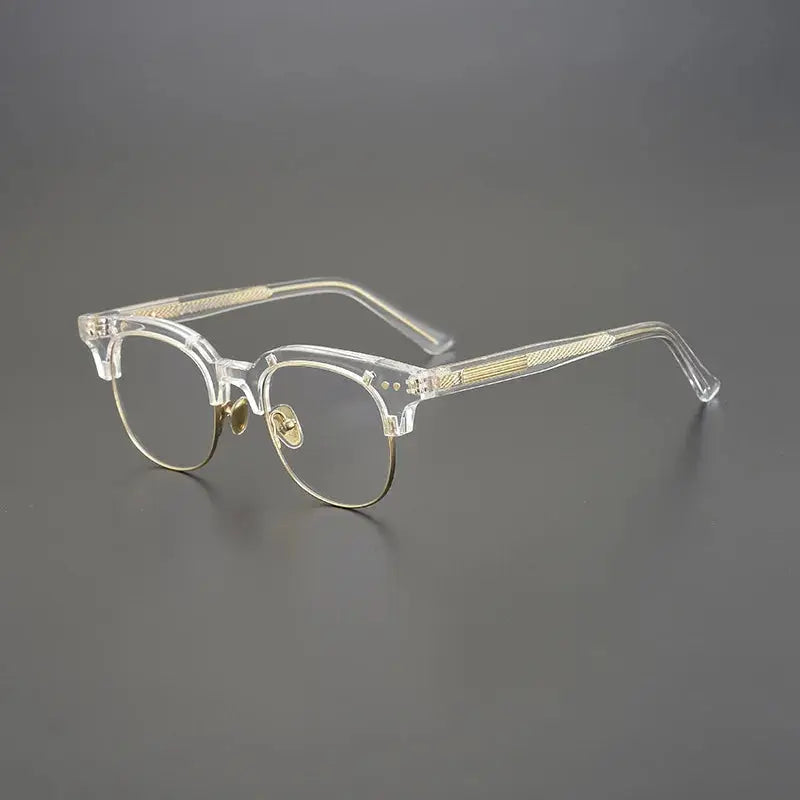 Unisex Square Semi-Rimless Acetate Prescription Glasses 15022 — view 4 | Rx Spectacle