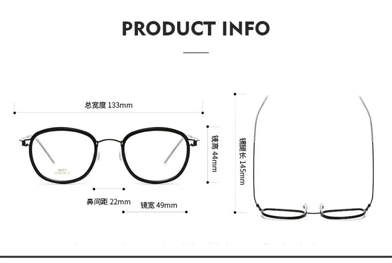 Women's Oval Full Rim Titanium Screwless Prescription Glasses 6611 — view 11 | Rx Spectacle
