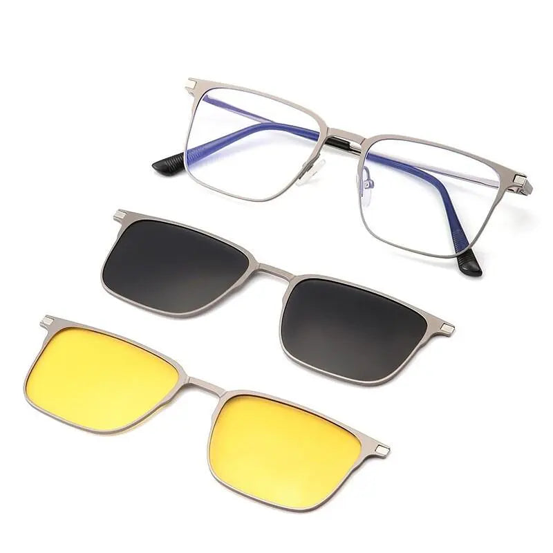 Unisex Square Full Rim Alloy Clip-On Prescription Glasses 7012 — view 2 | Rx Spectacle