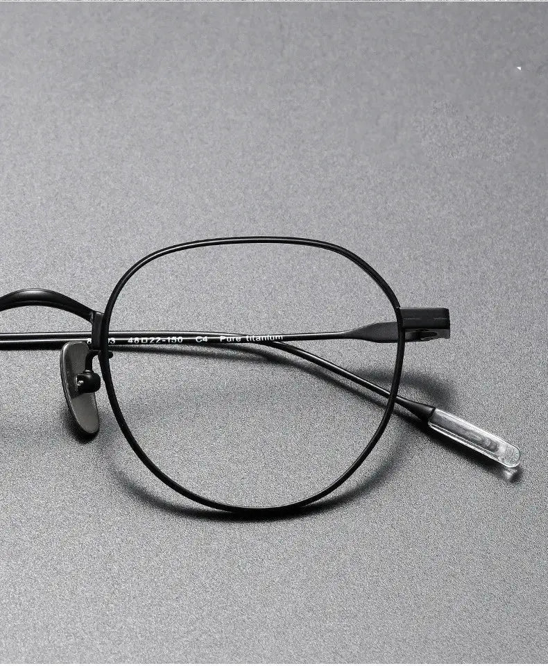 Women's Oval Full Rim Titanium Flat Top Prescription Glasses 84803 — view 4 | Rx Spectacle