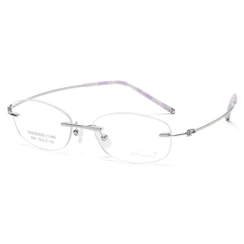 Women's Square Rimless Titanium Prescription Glasses 8587 — view 8 | Rx Spectacle