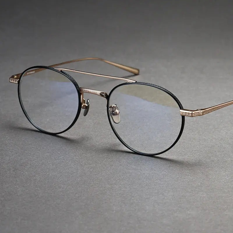 Unisex Round Full Rim Titanium Double Bridge Prescription Glasses 499020 — view 3 | Rx Spectacle
