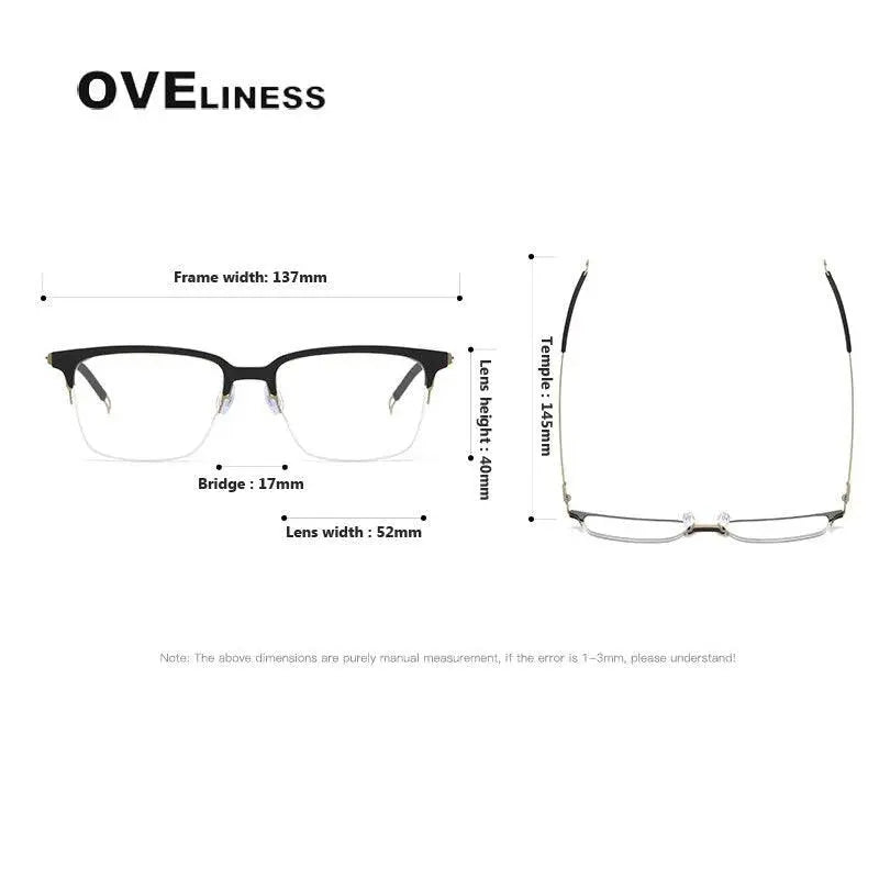 Unisex Square Full Rim Titanium Screwless Prescription Glasses 8202312 — view 11 | Rx Spectacle