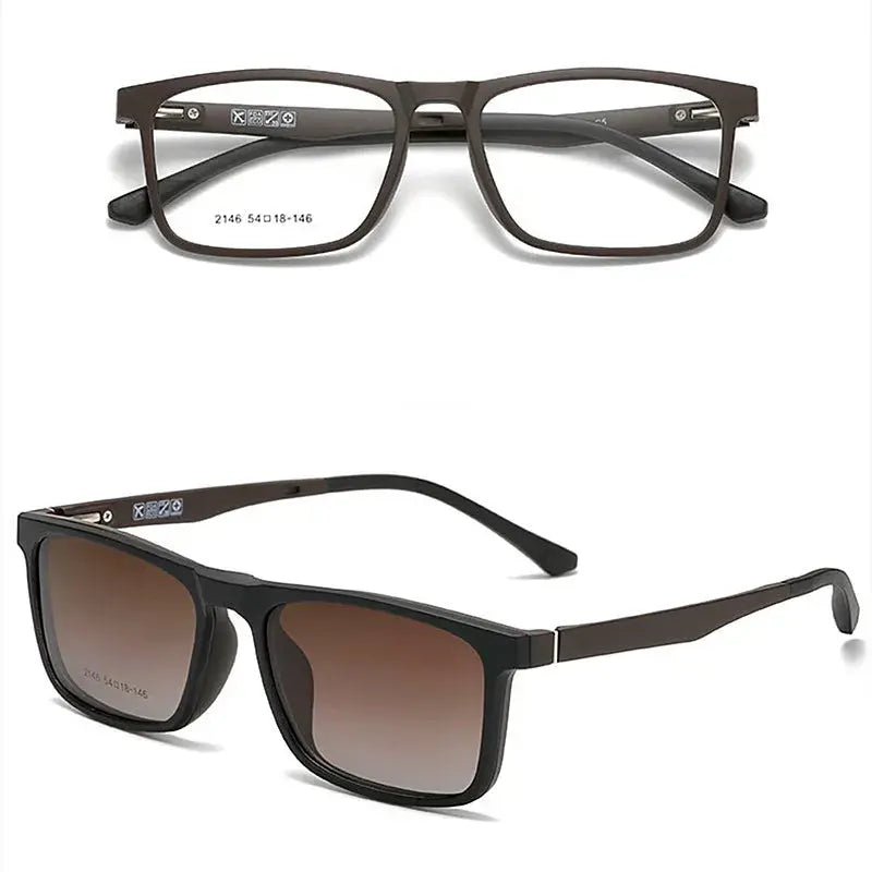 Square Full Rim TR90 Clip-On Prescription Glasses 912146 — view 3 | Rx Spectacle