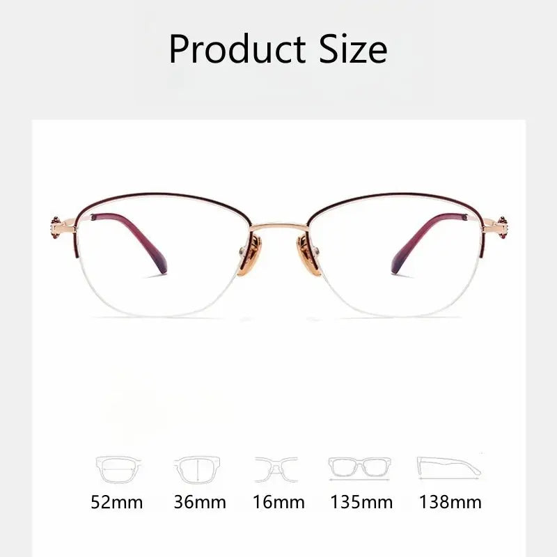 Women's Square Semi-Rimless Alloy Prescription Glasses 98106 — view 2 | Rx Spectacle