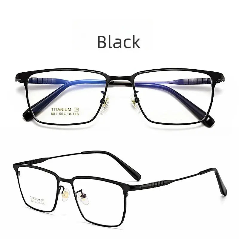 Men's Square Full Rim Titanium Prescription Glasses 801000 — view 3 | Rx Spectacle