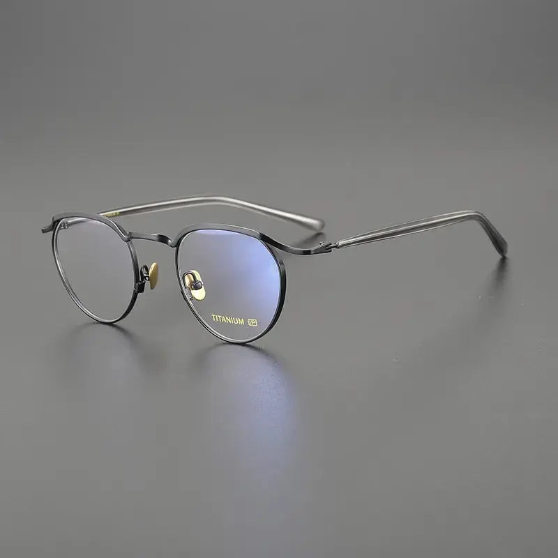 Unisex Round Full Rim Titanium Prescription Glasses Kv127 — view 1 | Rx Spectacle