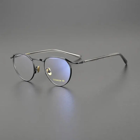 Unisex Round Full Rim Titanium Prescription Glasses Kv127 — view 1 | Rx Spectacle