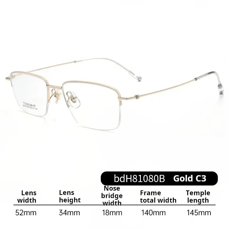 Men's Square Semi-Rimless Titanium Prescription Glasses 81080 — view 4 | Rx Spectacle