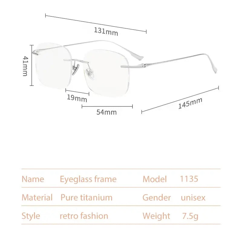 Women's Round Rimless Titanium Flat Top Prescription Glasses 73536 — view 4 | Rx Spectacle