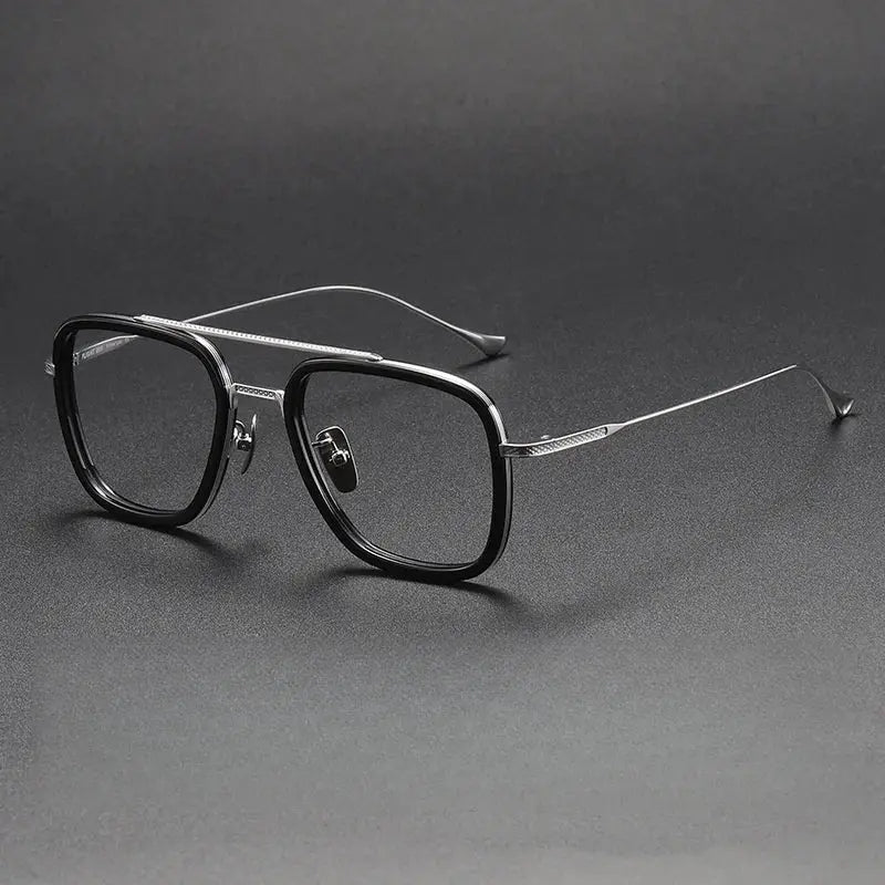 Men's Square Full Rim Titanium Double Bridge Prescription Glasses 774006 — view 4 | Rx Spectacle
