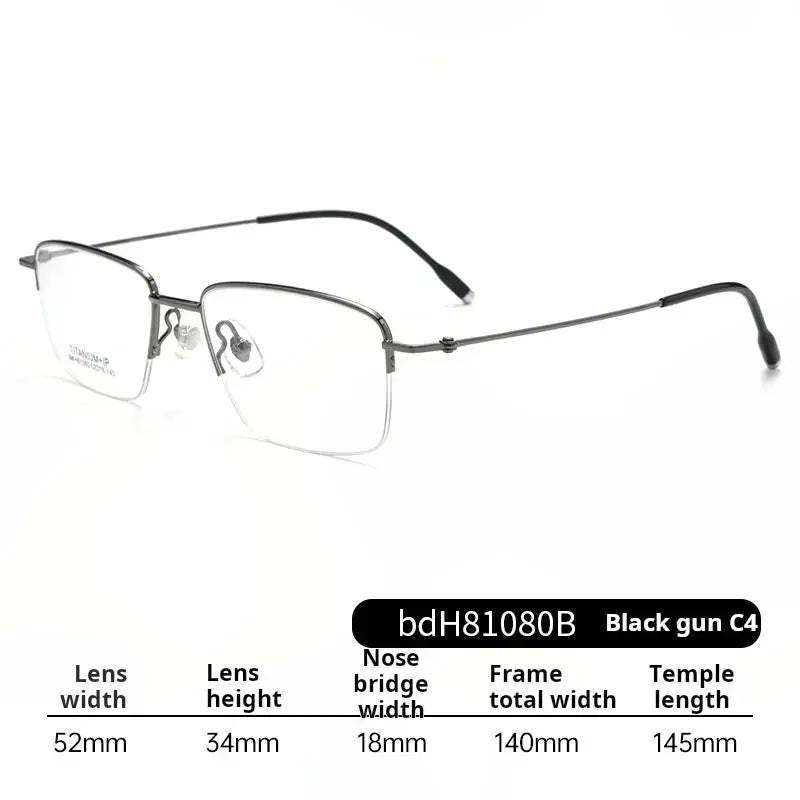 Men's Square Semi-Rimless Titanium Prescription Glasses 81080 — view 5 | Rx Spectacle