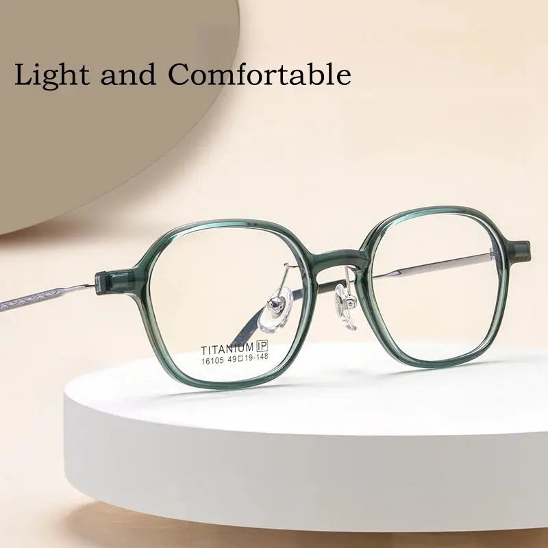 Unisex Polygon Full Rim Titanium Prescription Glasses Y16105 — view 2 | Rx Spectacle