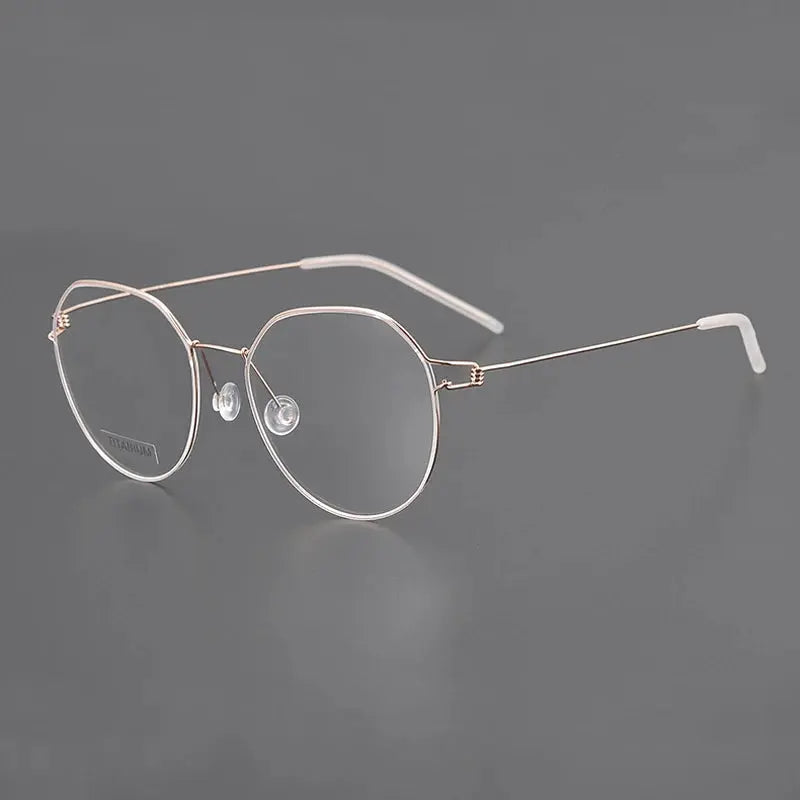 Women's Round Full Rim Titanium Flat Top Prescription Glasses 64135 — view 3 | Rx Spectacle