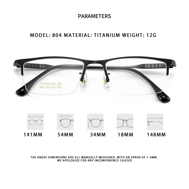 Unisex Square Semi-Rimless Titanium Prescription Glasses 804100 — view 2 | Rx Spectacle