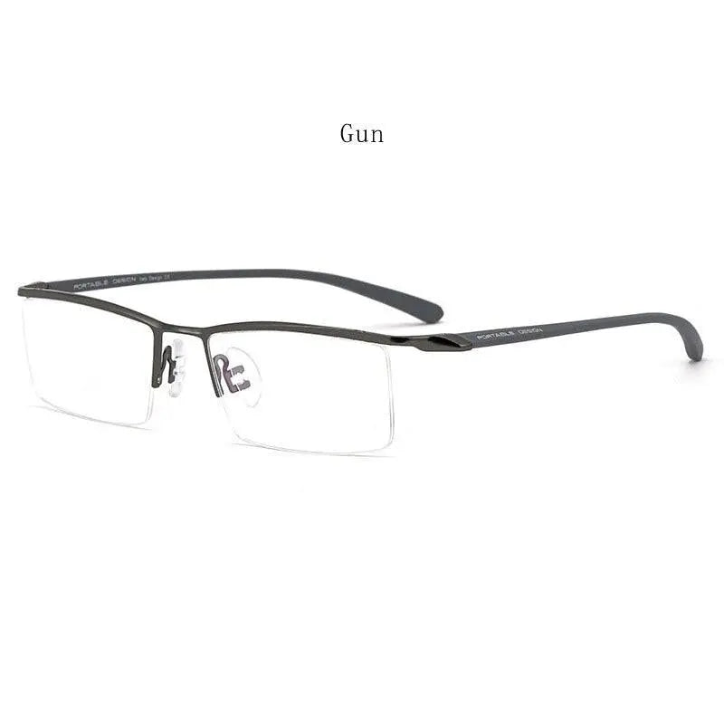 Men's Square Semi-Rimless Titanium Prescription Glasses P8190 — view 4 | Rx Spectacle