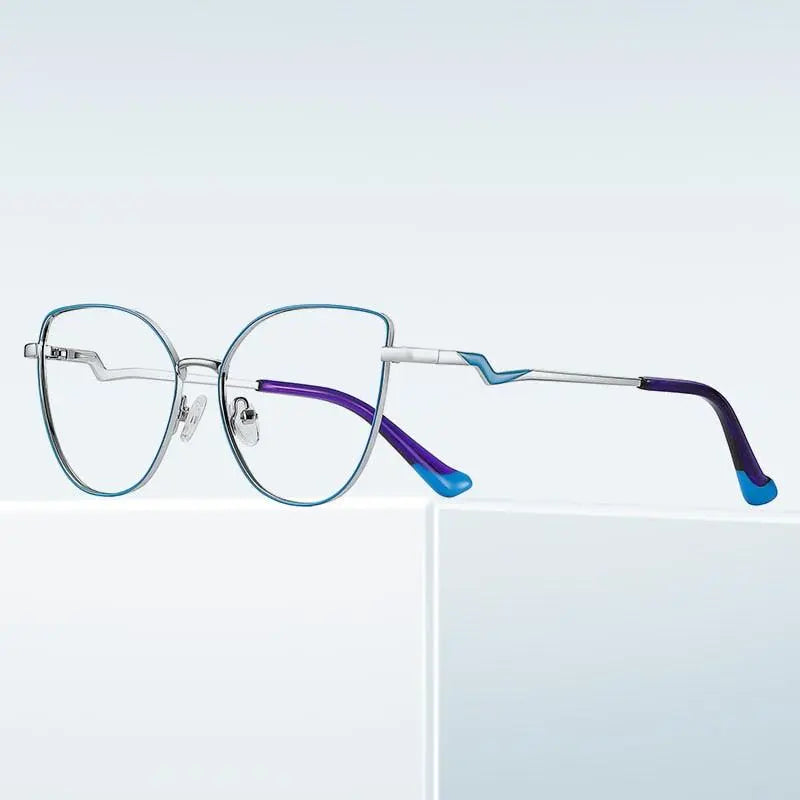 Women's Cat Eye Full Rim Alloy Prescription Glasses 3043 — view 11 | Rx Spectacle