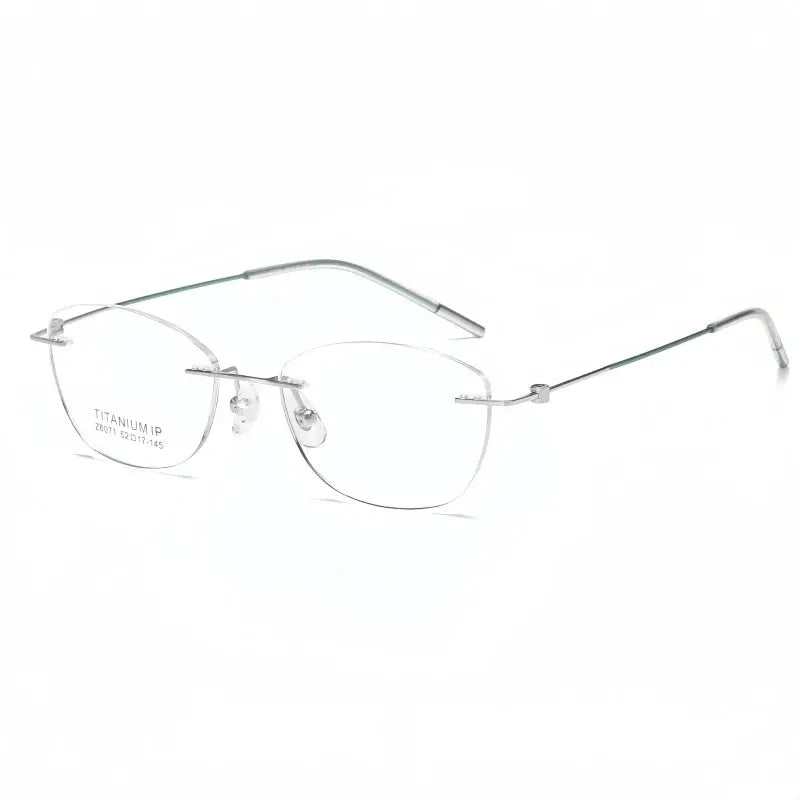 Women's Cat Eye Rimless Titanium Prescription Glasses 56071 — view 8 | Rx Spectacle