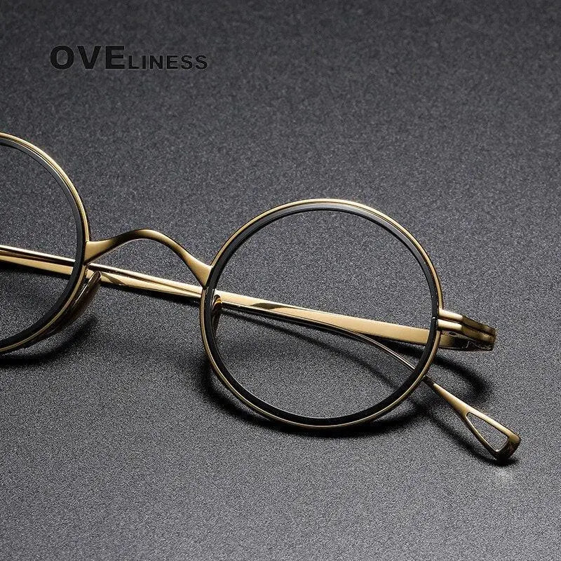 Unisex Round Full Rim Titanium Prescription Glasses 123 — view 6 | Rx Spectacle