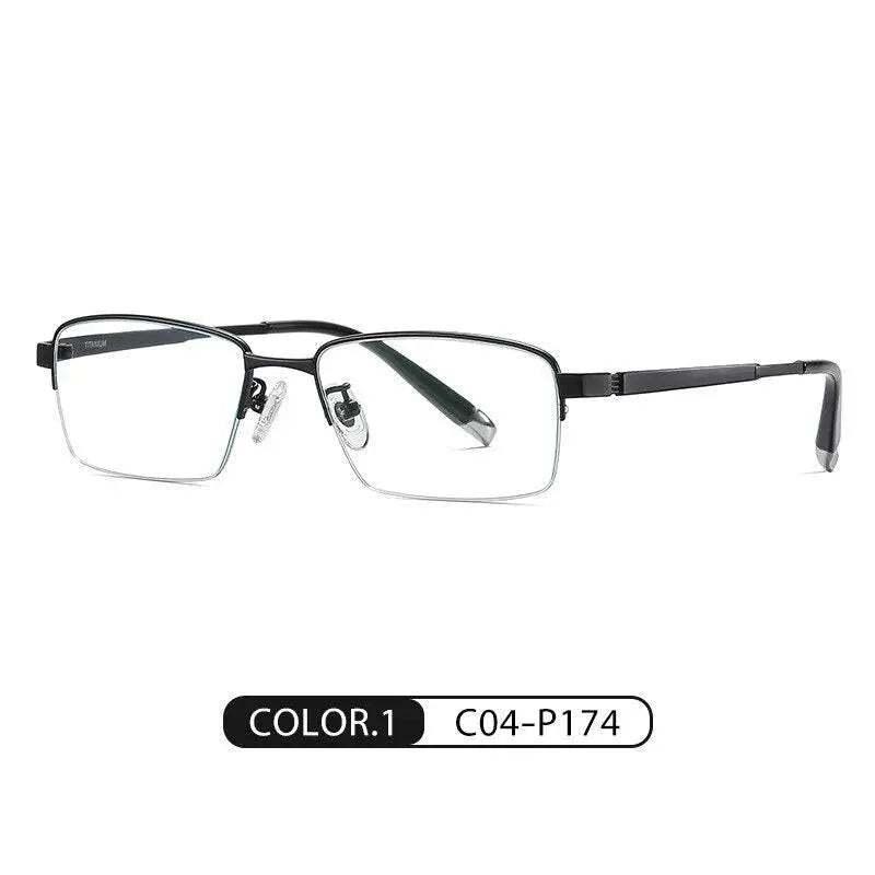 Men's Square Semi-Rimless Titanium Prescription Glasses Pt907 — view 5 | Rx Spectacle