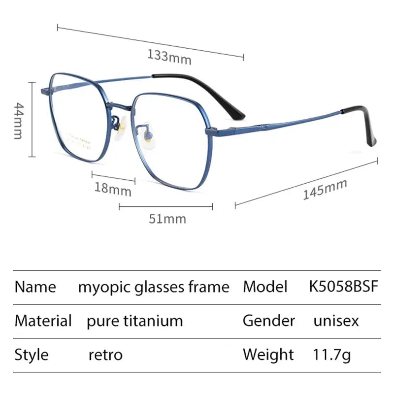 Women's Polygon Full Rim Titanium Prescription Glasses 50589 — view 2 | Rx Spectacle